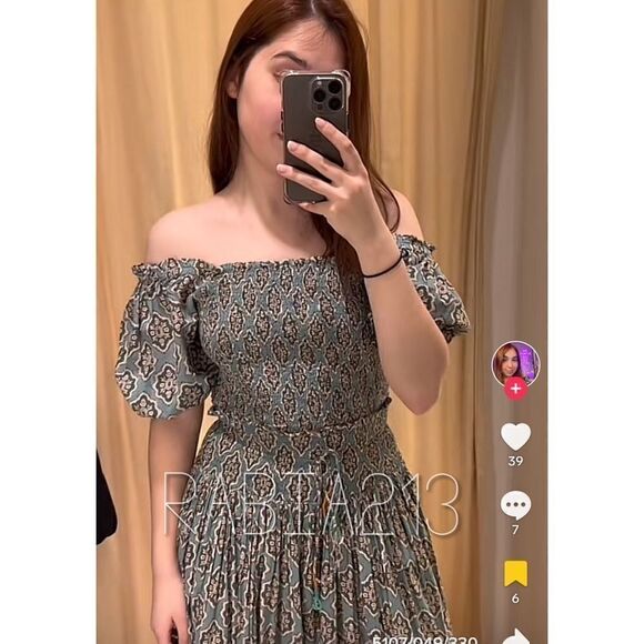 ZARA BOHO SMOCKED LONG PRINTED SKIRT - Picture 5 of 15